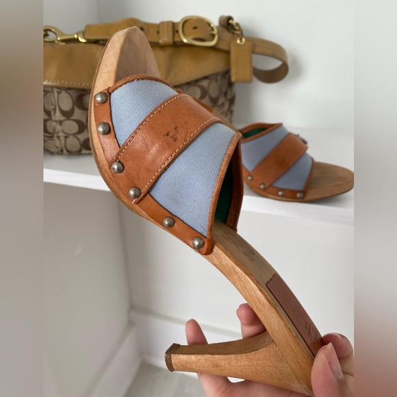 SOLD***💫VINTAGE COACH WOODEN MULE HEELS! 💫 - Picture 6 of 12